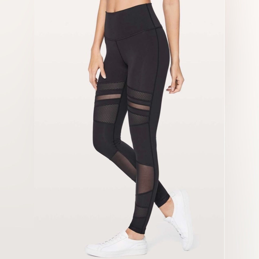 Lululemon Wunder Under Hi-Rise Tight Mix & Mesh 28" Black size 4 - Picture 2 of 9